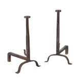 A PAIR OF MODERN IRON ANDIRONS IN 17TH CENTURY STYLE