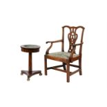 Y A GEORGE III MAHOGANY ARMCHAIR
