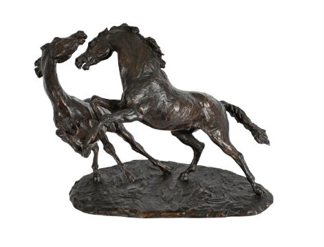 PHILIP BLACKER (b. 1949), A LIMITED EDITION BRONZE MODEL OF TWO REARING HORSES