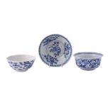 THREE CHINESE BLUE AND WHITE BOWLS