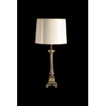 A LACQUERED BRASS COLUMNAR TABLE LAMP