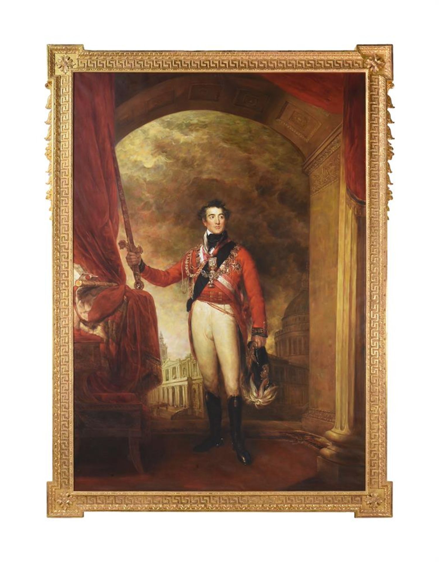 A MONUMENTAL GILTWOOD 'KIT-KAT' PICTURE FRAME, IN THE MANNER OF WILLIAM KENT