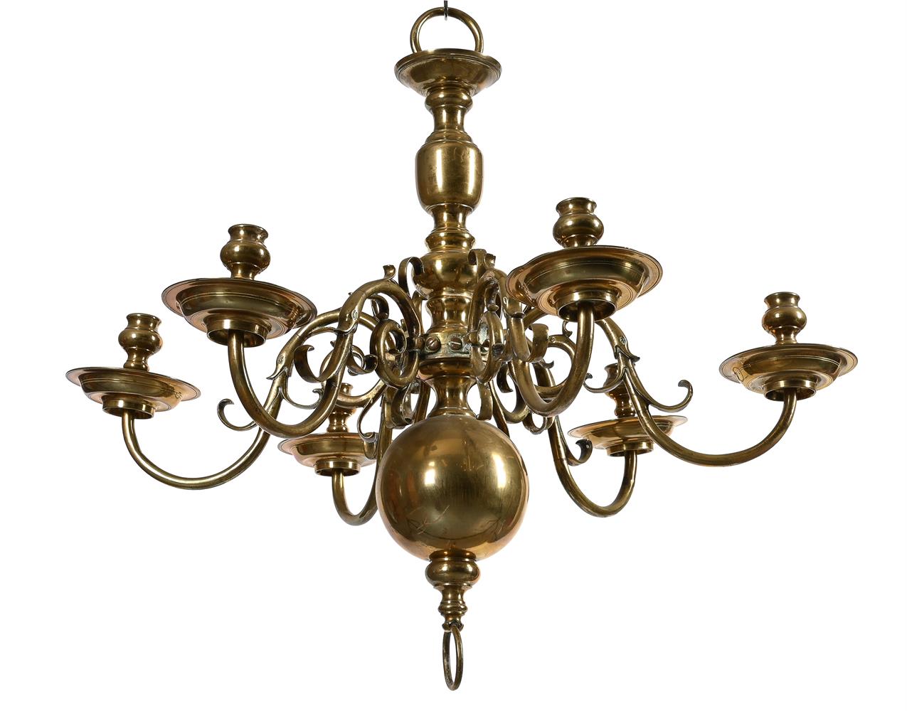 A DUTCH BRASS SIX LIGHT CHANDELIER - Image 2 of 2