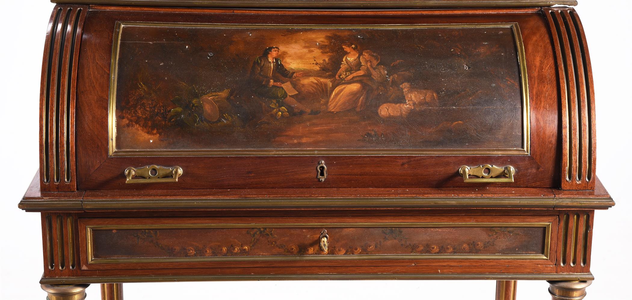 A FRENCH MAHOGANY AND GILT METAL MOUNTED CYLINDER WRITING DESK - Image 2 of 3