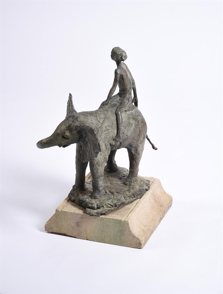 λ JANE HAMILTON (BRITISH B. 1950), A SIGNED LIMETED EDIITON BRONZE MODEL OF A BOY RIDING AN ELEPHANT - Image 2 of 2