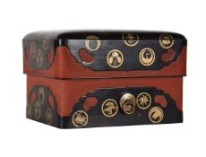 A JAPANESE RED AND BLACK LACQUER BOX AND COVERMEIJI PERIOD