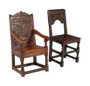 TWO CARVED OAK CHAIRS IN 17TH CENTURY STYLE