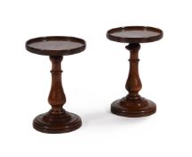 A PAIR OF LABURNUM WOOD TURNED CANDLE STANDS