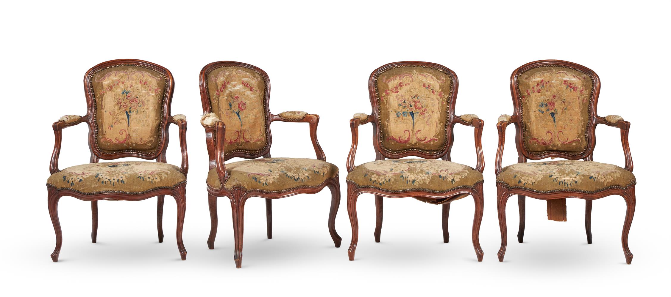 A SET OF FOUR FRENCH BEECH FAUTEUILSIN LOUIS XV STYLE - Image 2 of 2