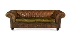 A LEATHER CHESTERFIELD SOFA