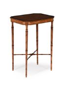 A SHERATON REVIVAL SATINWOOD AND PAINTED OCCASIONAL TABLE