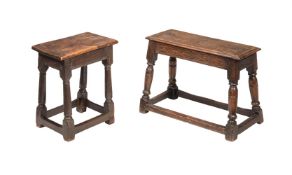 TWO OAK JOINT STOOLS