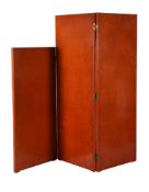 TWO FRENCH ART DECO ORANGE LACQUERED FOLDING SCREENS