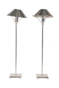 A PAIR OF ITALIAN CHROMED METAL AMBRA LAMPS BY GIELLE UNO