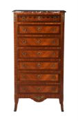 Y A FRENCH KINGWOOD PARQUETRY AND BANDED CHEST OF DRAWERS