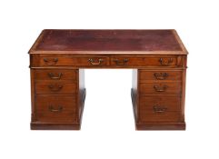 A VICTORIAN MAHOGANY PARTNER'S PEDESTAL DESK