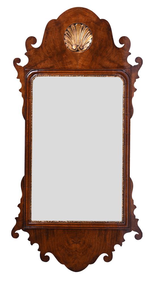 A WALNUT WALL MIRROR IN GEORGE II STYLE - Image 2 of 2