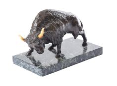 A BRONZE MODEL OF A BISON