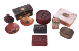 A GROUP OF CHINESE AND JAPANESE LACQUERED OBJECTS AND OTHERS