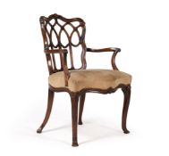 A GEORGE III MAHOGANY ARMCHAIR