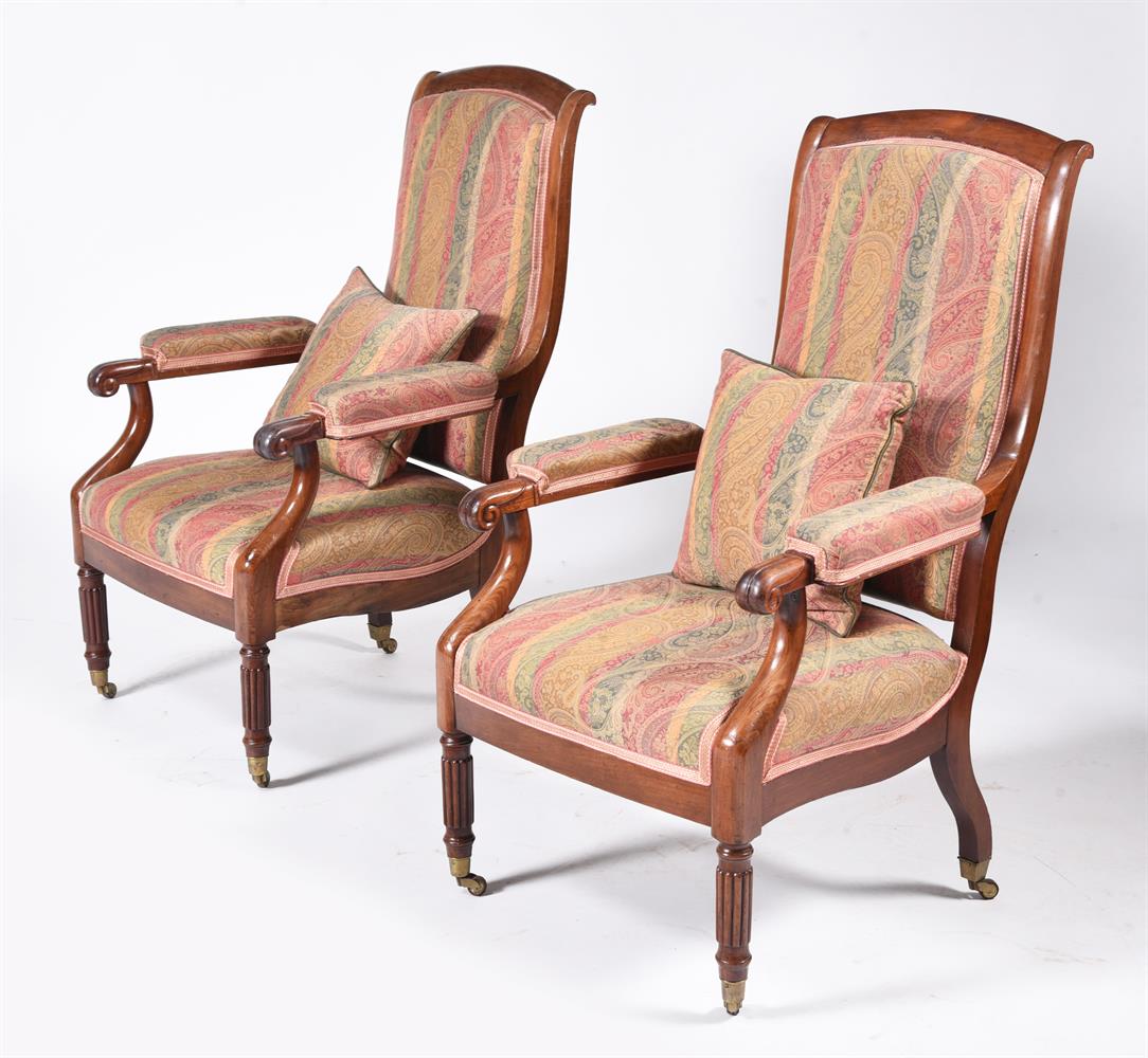 Y A PAIR OF GEORGE IV MAHOGANY AND UPHOLSTERED OPEN ARMCHAIRS - Image 3 of 3