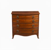 A MAHOGANY AND TULIP BANDED BOW FRONT CHEST OF DRAWERS