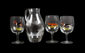 FOUR ITEMS OF FIELD SPORTS RELATED GLASS