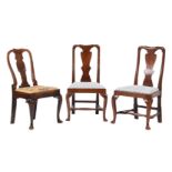A GEORGE I WALNUT SIDE CHAIR