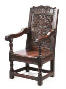 AN OAK WAINSCOT CHAIR