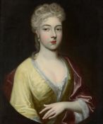 ENGLISH SCHOOL (EARLY 18TH CENTURY), PORTRAIT OF A LADY WEARING A YELLOW SILK DRESS