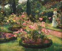 HERBERT ARNOULD OLIVIER (BRITISH 1861-1952), FIGURES IN A ROSE GARDEN