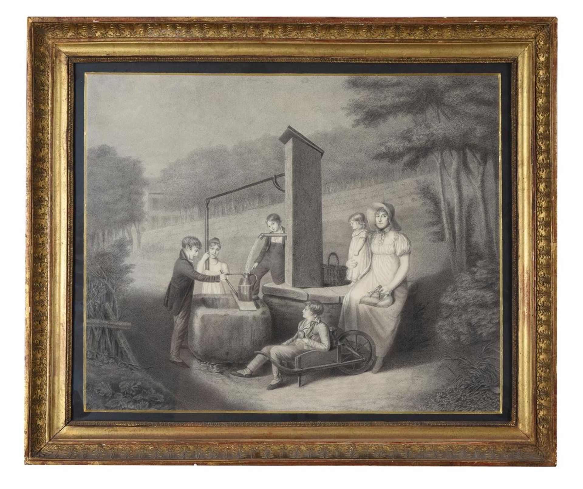 ATTRIBUTED TO NICOLAS-HENRI JACOB (FRENCH 1782-1871), PORTRAIT OF A FAMILY AROUND A GARDEN PUMP - Bild 2 aus 3