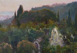 HERBERT ARNOULD OLIVIER (BRITISH 1861-1952), AN ITALIAN GARDEN WITH A SHRINE