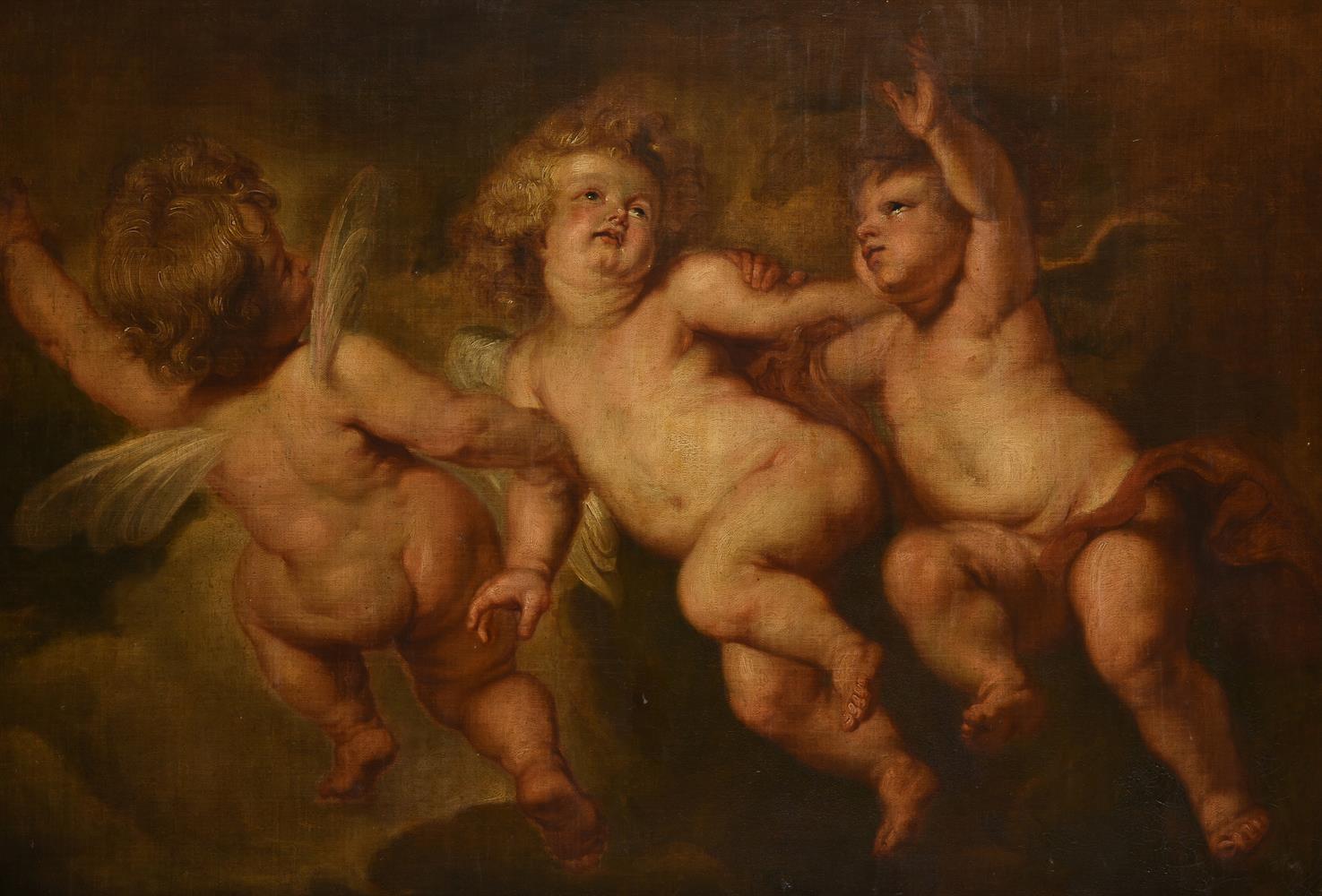 FOLLOWER OF SIR PETER PAUL RUBENS, THREE PUTTI DISPORTING