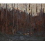 HERBERT ARNOULD OLIVIER (BRITISH 1861-1952), A WOODED WINTER LANDSCAPE WITH THE ROCCA OF ASOLO