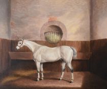 SAMUEL SPODE (BRITISH 1798-1858), A WHITE HORSE IN A STABLE