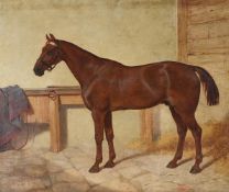 ENGLISH SCHOOL (EARLY 20TH CENTURY), A BAY HORSE IN A STABLE