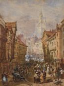 LOUISE J. RAYNER (BRITISH 1829-1924), A BUSY MARKET IN NEWCASTLE