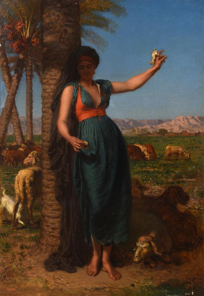 LEON ADOLPHE AUGUSTE BELLY (FRENCH 1827-1877), THE BEAUTIFUL SHEPHERD GIRL