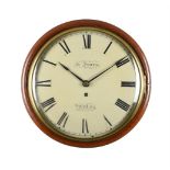 A REGENCY MAHOGANY FUSEE DIAL WALL TIMEPIECE