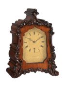 Y A VICTORIAN CARVED ROSEWOOD SMALL MANTEL TIMEPIECE WITH PASSING STRIKE