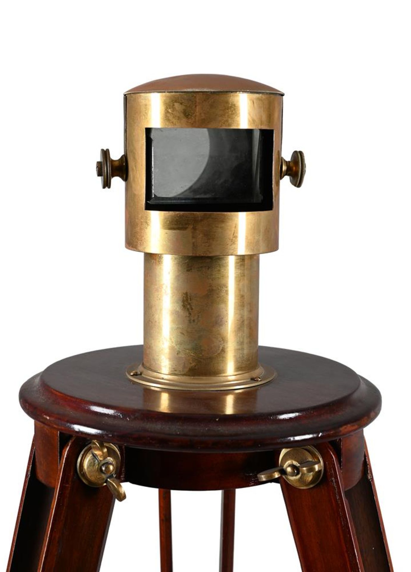 A BRASS-CASED REFLECTING PRISM ON MAHOGANY TRIPOD STAND - Image 2 of 3