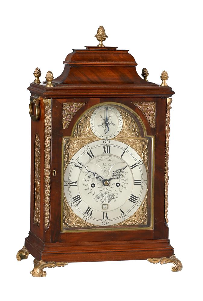 A GEORGE III BRASS MOUNTED MAHOGANY TABLE CLOCK WITH TRIP-HOUR REPEAT