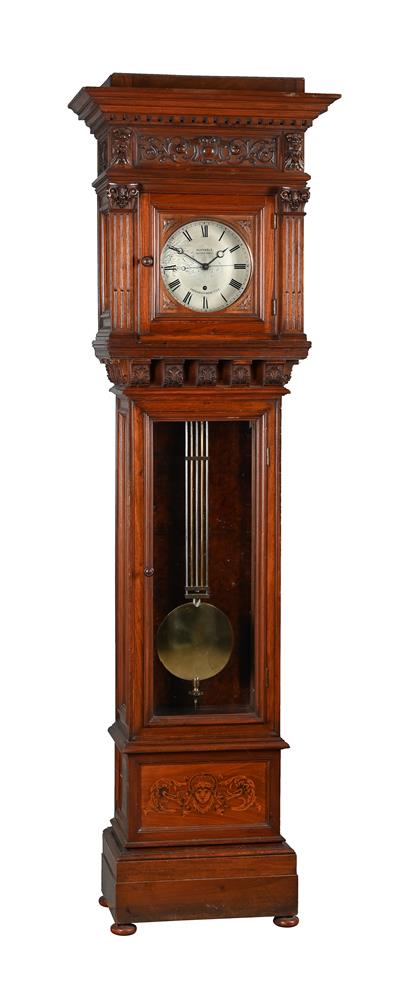 AN UNUSUAL CARVED AND INLAID WALNUT LONGCASE REGULATOR OF ONE-MONTH DURATION