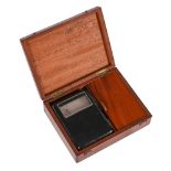 A RARE POCKET BAROGRAPH IN ORIGINAL MAHOGANY CASE