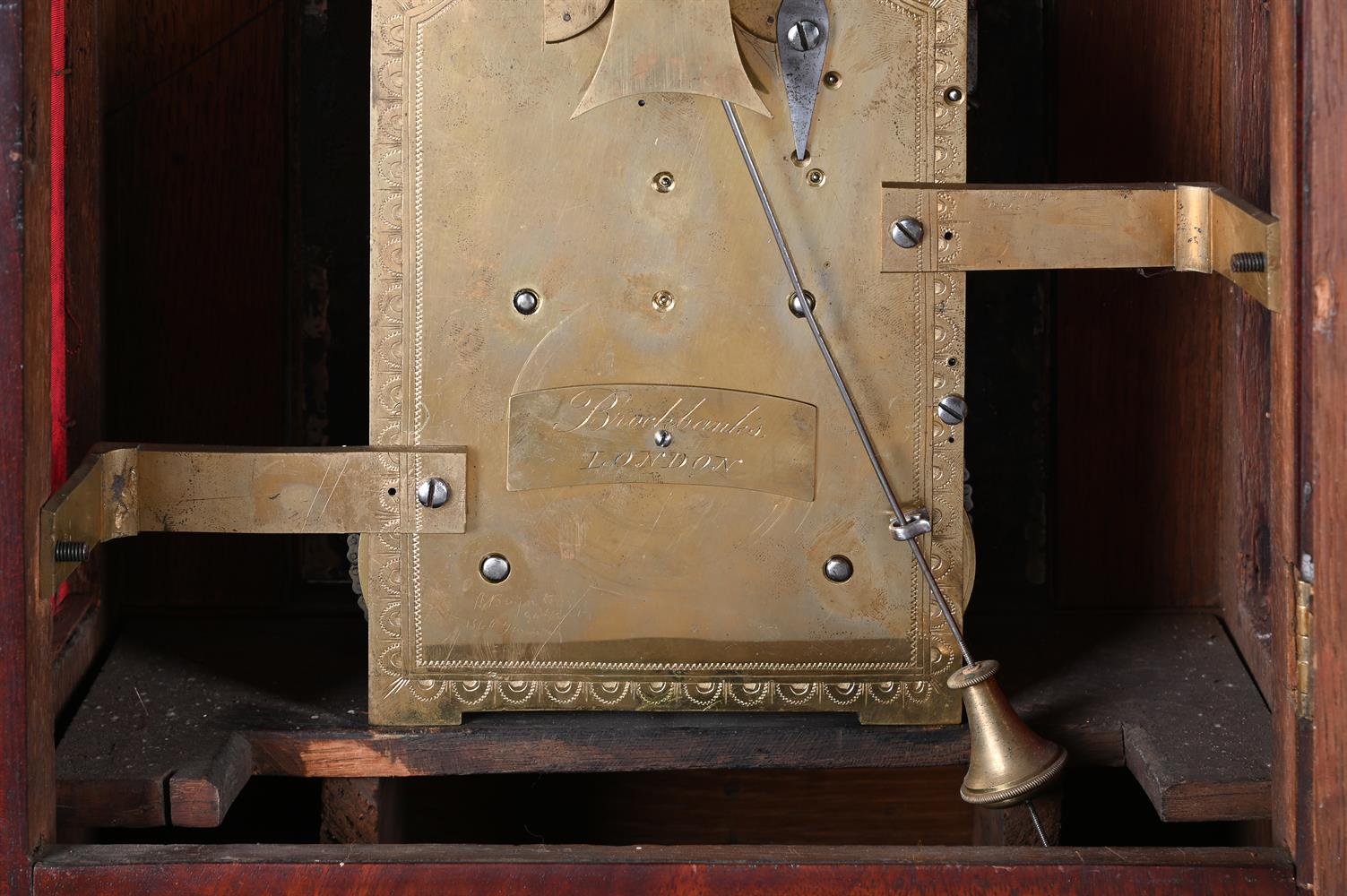 A GEORGE III BRASS MOUNTED MAHOGANY TABLE CLOCK WITH TRIP-HOUR REPEAT - Image 3 of 3