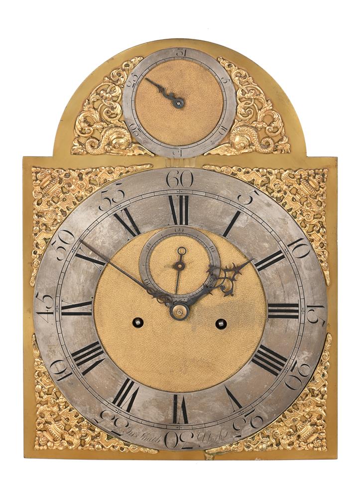 A GEORGE III EIGHT-DAY LONGCASE CLOCK MOVEMENT AND DIAL