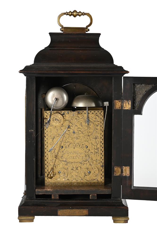 A FINE GEORGE II BRASS MOUNTED EBONISED TABLE CLOCK WITH PULL-QUARTER REPEAT ON SIX BELLS - Image 3 of 5