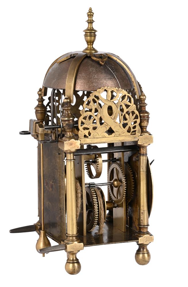A CHARLES II MINIATURE BRASS LANTERN TIMEPIECE WITH ALARM - Image 6 of 7