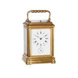 A FRENCH GORGE CASED GRANDE SONNERIE STRIKING CARRIAGE CLOCK WITH ALARM